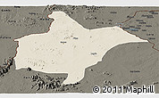 Shaded Relief Panoramic Map of Benoue, darken