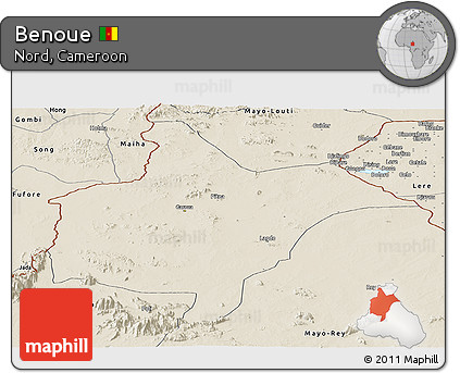 Shaded Relief Panoramic Map of Benoue