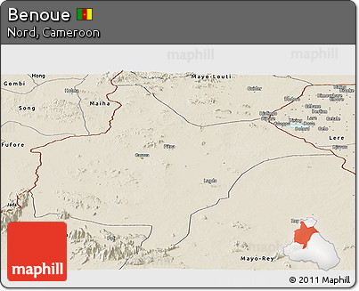 Shaded Relief Panoramic Map of Benoue