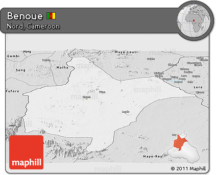 Silver Style Panoramic Map of Benoue