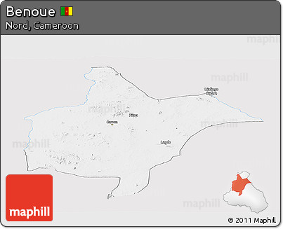 Silver Style Panoramic Map of Benoue, single color outside