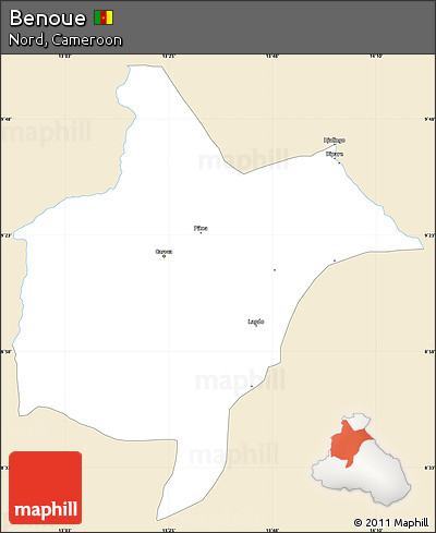 Classic Style Simple Map of Benoue, single color outside