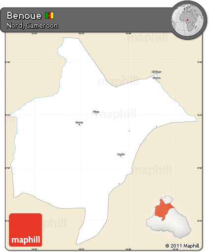 Classic Style Simple Map of Benoue, single color outside