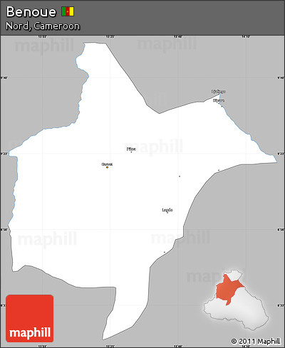 Gray Simple Map of Benoue, single color outside