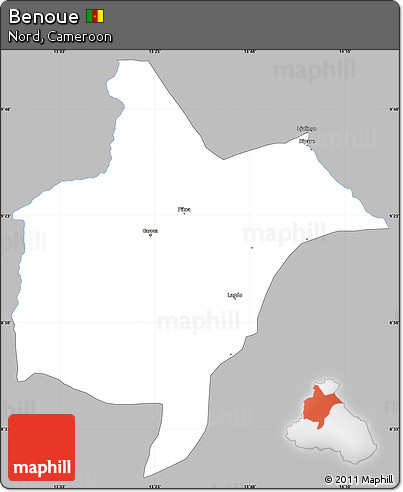 Gray Simple Map of Benoue, single color outside