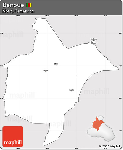 Silver Style Simple Map of Benoue, cropped outside