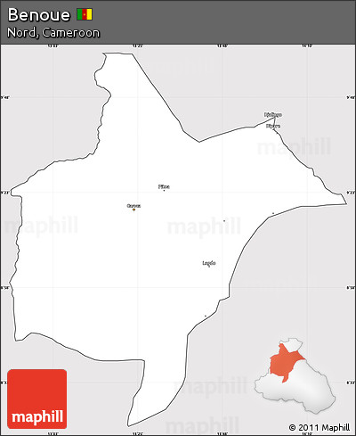 Silver Style Simple Map of Benoue, cropped outside