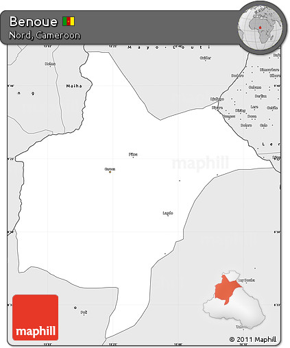 Silver Style Simple Map of Benoue