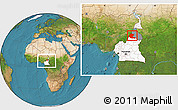 Satellite Location Map of Faro, highlighted country, highlighted parent region, within the entire country