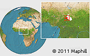 Satellite Location Map of Faro, highlighted parent region, within the entire country