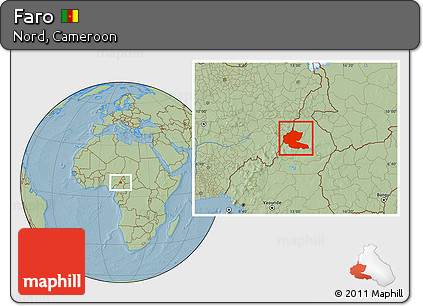 Savanna Style Location Map of Faro, hill shading
