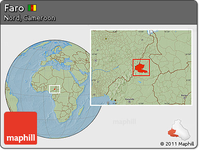 Savanna Style Location Map of Faro, hill shading