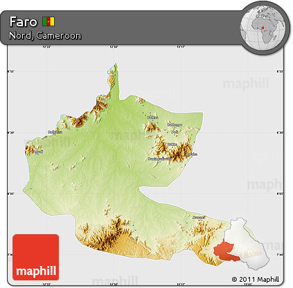 Physical Map of Faro, single color outside