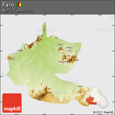 Physical Map of Faro, single color outside