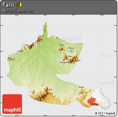 Physical Map of Faro, single color outside