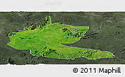 Satellite Panoramic Map of Faro, darken, semi-desaturated