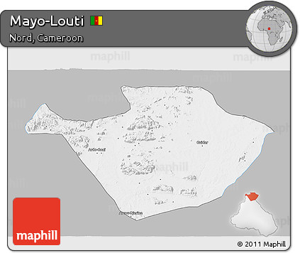 Gray 3D Map of Mayo-Louti, single color outside