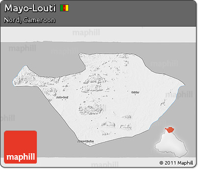 Gray 3D Map of Mayo-Louti, single color outside