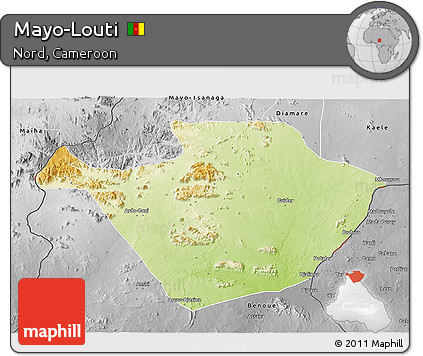 Physical 3D Map of Mayo-Louti, desaturated