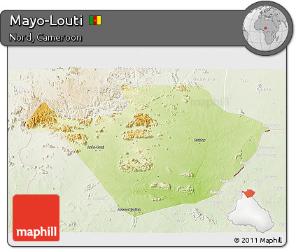Physical 3D Map of Mayo-Louti, lighten