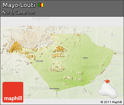Physical 3D Map of Mayo-Louti, lighten