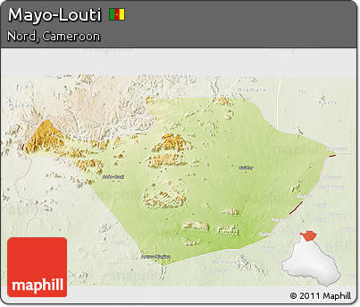 Physical 3D Map of Mayo-Louti, lighten
