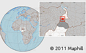 Gray Location Map of Mayo-Louti, highlighted country, highlighted parent region, hill shading