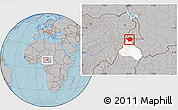 Gray Location Map of Mayo-Louti, highlighted parent region, hill shading