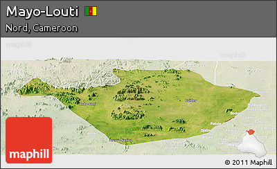 Satellite Panoramic Map of Mayo-Louti, lighten