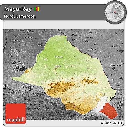 Physical 3D Map of Mayo-Rey, darken, desaturated