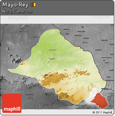 Physical 3D Map of Mayo-Rey, darken, desaturated