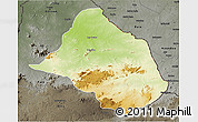 Physical 3D Map of Mayo-Rey, darken, semi-desaturated