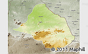 Physical 3D Map of Mayo-Rey, semi-desaturated