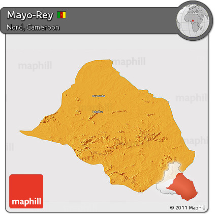 Political 3D Map of Mayo-Rey, single color outside