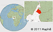 Savanna Style Location Map of Mayo-Rey, highlighted country, hill shading