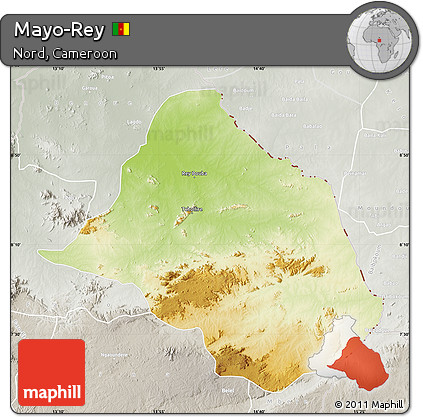 Physical Map of Mayo-Rey, lighten, semi-desaturated