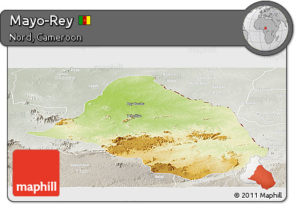 Physical Panoramic Map of Mayo-Rey, lighten, semi-desaturated