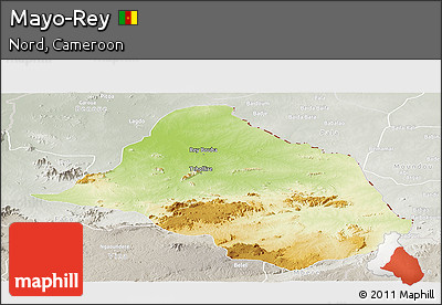 Physical Panoramic Map of Mayo-Rey, lighten, semi-desaturated