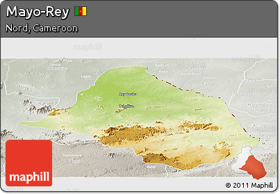 Physical Panoramic Map of Mayo-Rey, lighten, semi-desaturated
