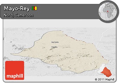 Shaded Relief Panoramic Map of Mayo-Rey, lighten, desaturated
