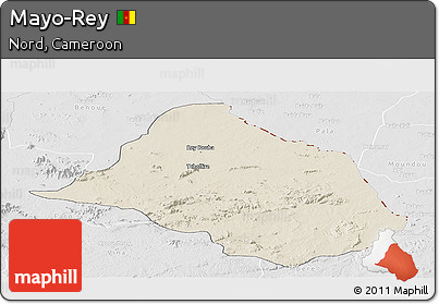 Shaded Relief Panoramic Map of Mayo-Rey, lighten, desaturated
