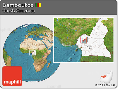 Satellite Location Map of Bamboutos, highlighted country, highlighted parent region