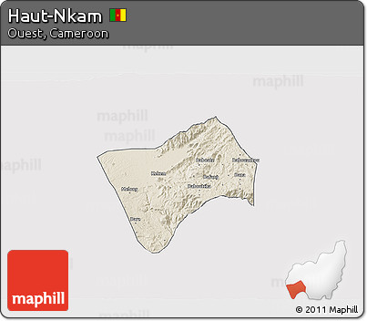 Shaded Relief 3D Map of Haut-Nkam, single color outside