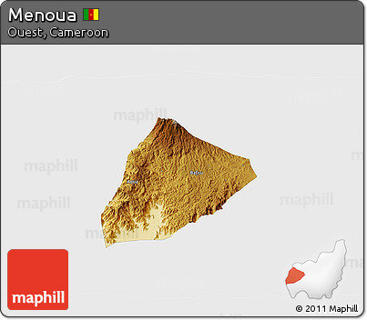 Physical 3D Map of Menoua, single color outside