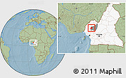 Savanna Style Location Map of Menoua, highlighted country, highlighted parent region, hill shading
