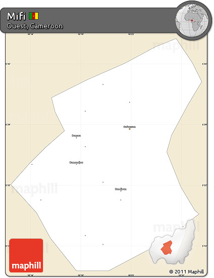 Classic Style Simple Map of Mifi, single color outside