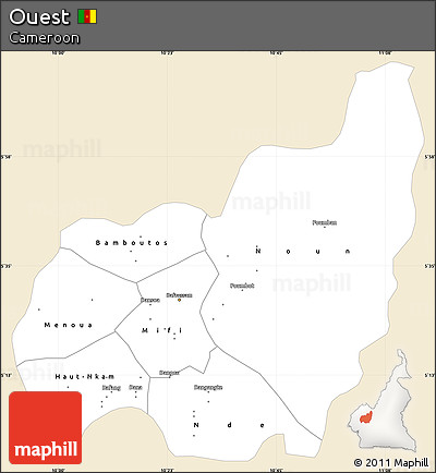 Classic Style Simple Map of Ouest, single color outside