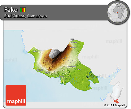 Physical 3D Map of Fako, single color outside