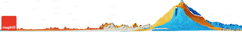 Shaded Relief Horizon Map of Indian, political outside