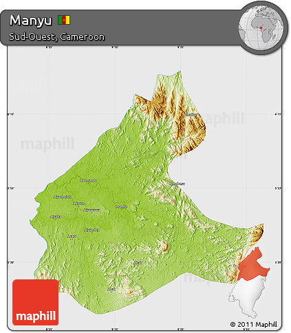 Physical Map of Manyu, single color outside